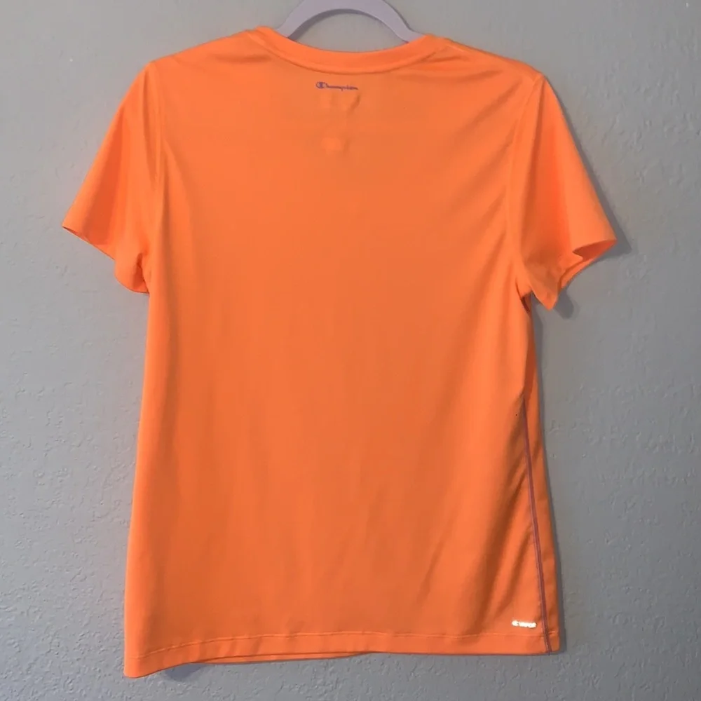 Champion Performance Orange V-Neck Short Sleeve Workout Shirt Size Large